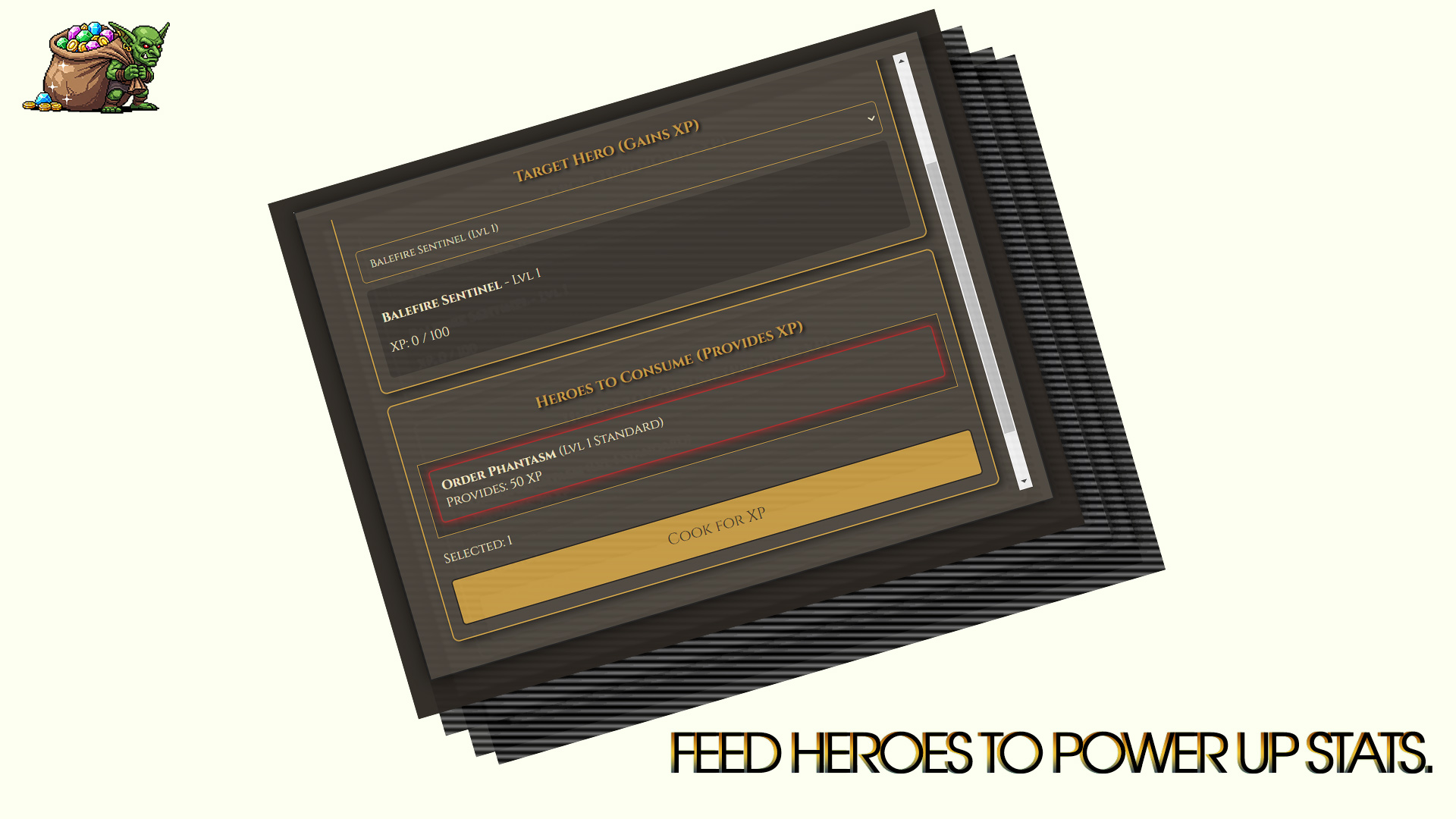 Screenshot from HeroField: Feed Heroes To Power Up Stats